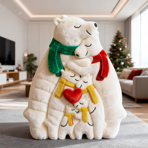 Ice Bear Family Hugging Pillow, Personalized Gifts For Family 03qhdt081125 - Pillow - GoDuckee