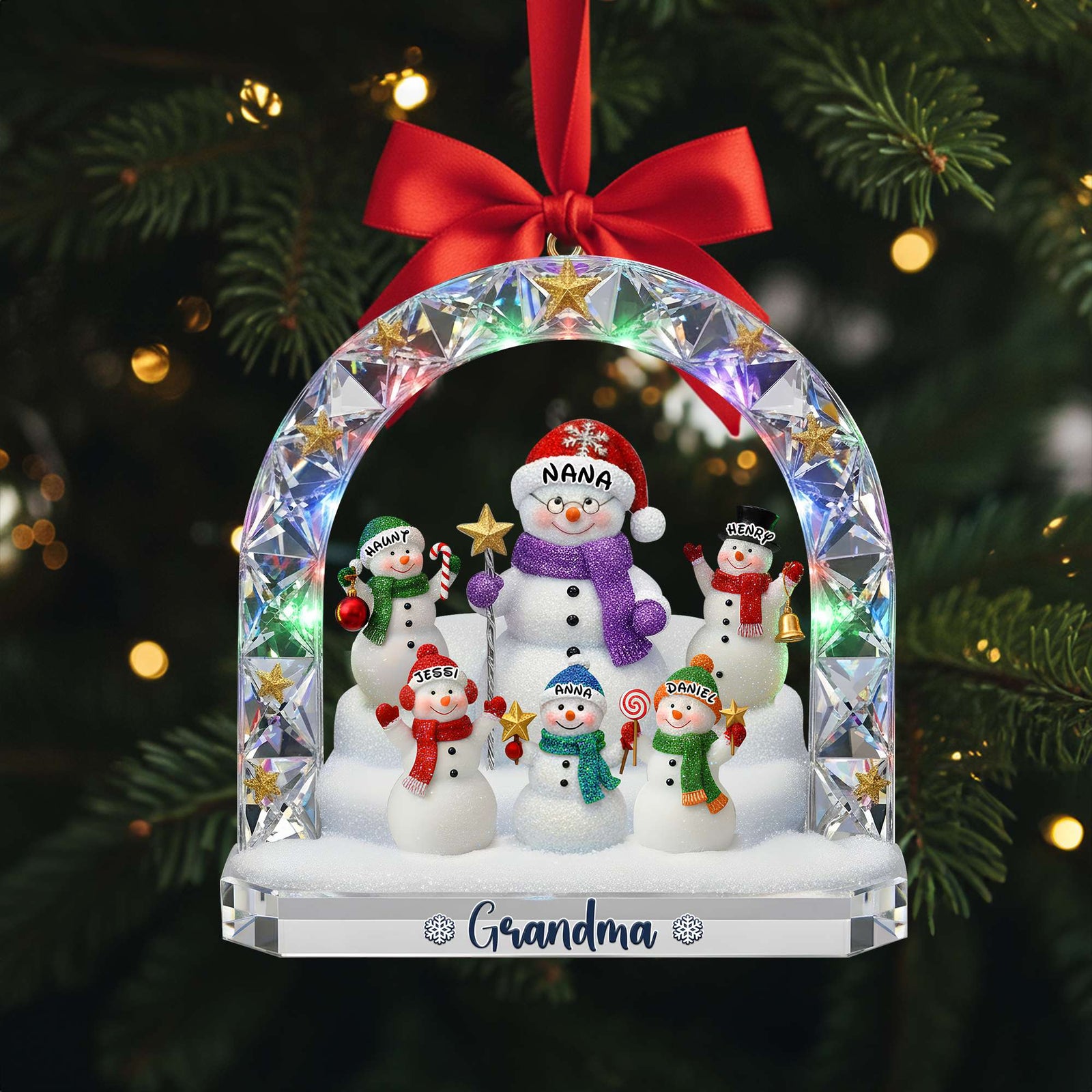 Grandma’s Snowman Family Ornament - Personalized Christmas Gift For Grandma 04TOLU250925 - Ornament - GoDuckee