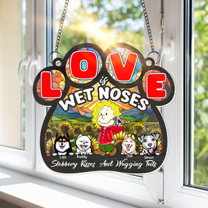 Personalized Gifts For Mom Suncatcher Mom & Furry Babies In Floral Landscape 02KALU240225HH - Ornament - GoDuckee