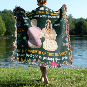 Think Of This As A Hug From Mom To You, Personalized Woven Blanket, Gift For Family - Blanket - GoDuckee