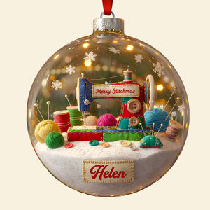 Merry Sewing Christmas Ornament Personalized Gifts for Sewing Lovers 01KIDT300925 - Ornament - GoDuckee
