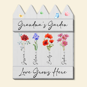 Personalized Gifts For Grandma Wood Sign Grandma Flowers Garden - Wood Signs - GoDuckee