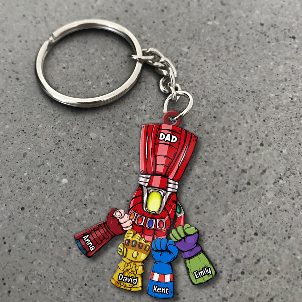 Super Dad With First Bump Personalized Keychain, Father's Day Gift - Keychains - GoDuckee