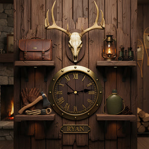 Rustic Hunting Acrylic Clock – Personalized Gifts For Hunting Lovers 05todt261225 - Hanging Wall Clock - GoDuckee