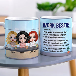 Work Bestie, Gift For Coworkers, Personalized Mug, Coworkers Friends Mug - Coffee Mug - GoDuckee