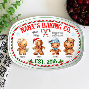 Nana's Baking Co - Personalized Resin Plate- Gingerbread Kids Plate- Gift For Grandma- Christmas Gift - Resin Plate - GoDuckee