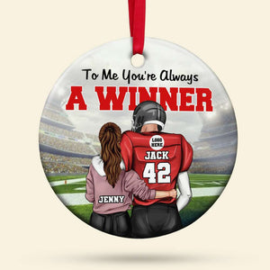 Personalized Gifts For Football Couple Ceramic Ornament 05ACDT081024TM - Ornament - GoDuckee