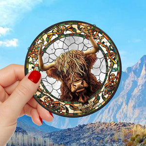 Personalized Highland Cow Stained Glass Ornament 10acqn240824 - Ornament - GoDuckee