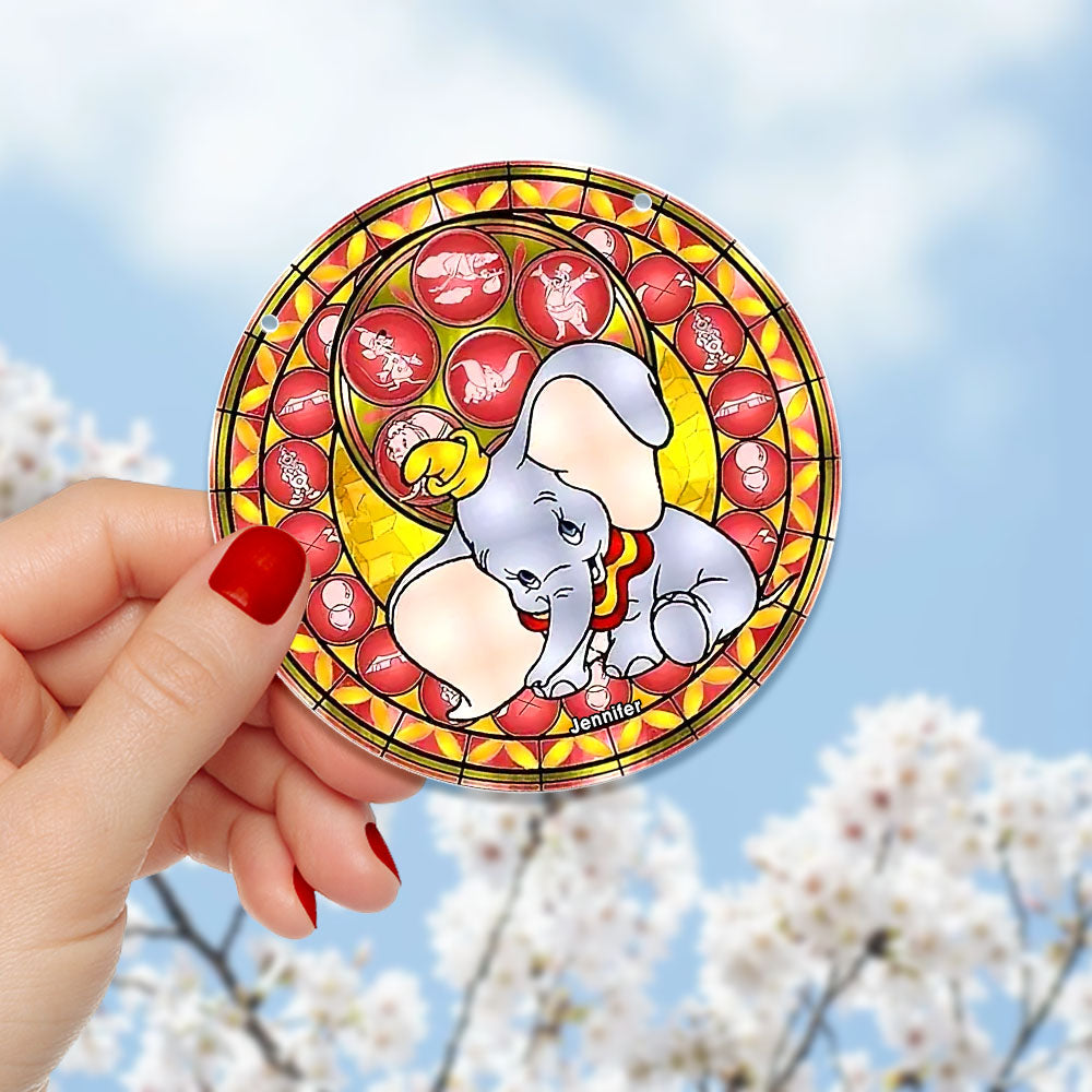 Personalized Gifts For Christmas Suncatcher Ornament 49ACQN240824 Elephant Cartoon - Ornament - GoDuckee