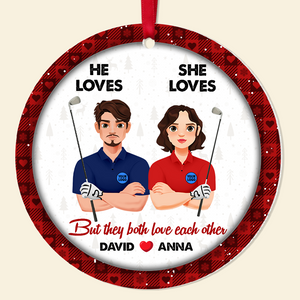 Personalized Gifts For Golf Lovers Couple Christmas Ornament 02hupu151024pa - Ornament - GoDuckee