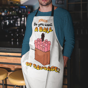 Personalized Gifts For Couple Aprons Do You Want A Ball Of Sausage - Aprons - GoDuckee