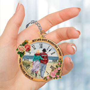 My Life Got Brighter When You Walked Into It-Gift For Couple-Personalized Keychain- Old Couple Vintage Watch Keychain - Keychains - GoDuckee