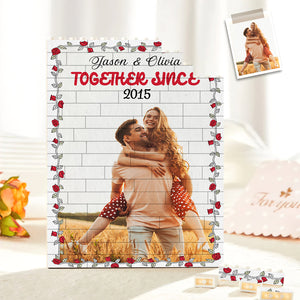 Together Since, Couple Gift, Personalized Building Block Puzzle, Custom Photo Couple Puzzle - Home Decor - GoDuckee