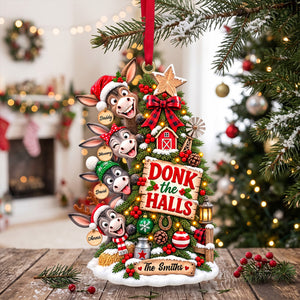 Clumsy Donkey Christmas Tree Ornament, Personalized Gifts For Family 04QHTN040926