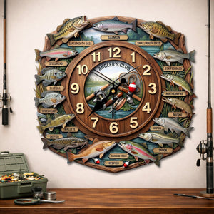 Fishing Lover Clock - Personalized Gifts For Fishing Lover Acrylic Hanging Wall Clock 01HULU250326 - Hanging Wall Clock - GoDuckee