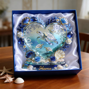 Turtle Mom Toile De Jouy Acrylic Plaque - Personalized Gifts For Mother 04pgtn090426 - Shaped Plaques - GoDuckee