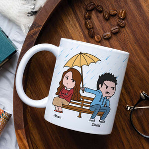 Romantic Couple In The Rain, Love You More Day, Personalized Coffee Mug, Gifts For Couple - Coffee Mug - GoDuckee