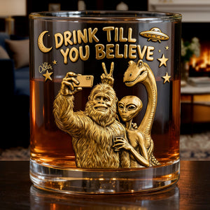 Fun Forest Giant & Friends Selfie Glass - Personalized Gifts For Drinking Lovers & Cryptid Creatures Enthusiasts 02QHLU011225 - Glass - GoDuckee