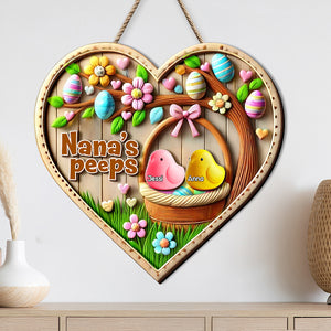 Personalized Gift For Grandmas 2 Layers Wood Sign Adorable Chick Easter Basket 03TGLU050225 - Wood Sign - GoDuckee