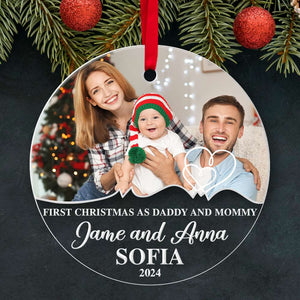 Custom Photo Gifts for Family Ornament 04XQDT240724 First Christmas Mom and Dad - Ornament - GoDuckee