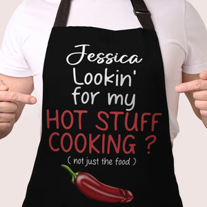 Personalized Gifts For Couple Aprons Hot Stuff Cooking - Aprons - GoDuckee