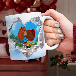 Personalized Gift For Couple Valentine Mug Cartoon Couple 01OHLU191224HG - Coffee Mug - GoDuckee