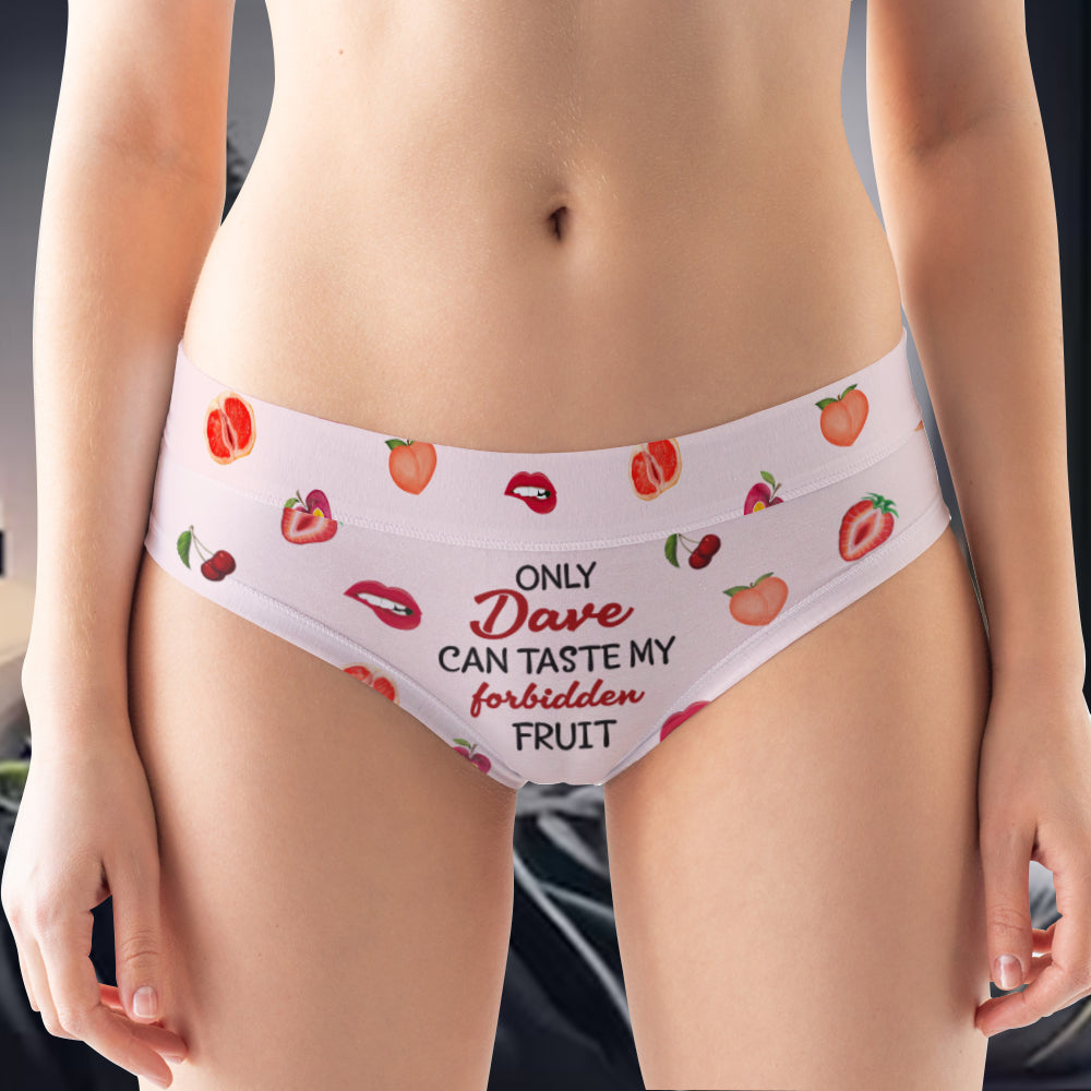 Personalized Gifts For Couple Women's Briefs Can Taste My Forbidden Fruit - Boxers & Briefs - GoDuckee