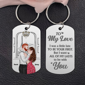 To My Love, Couple Gift, Personalized Keychain, Couple Kissing Stainless Steel Engraved Keychain - Keychains - GoDuckee