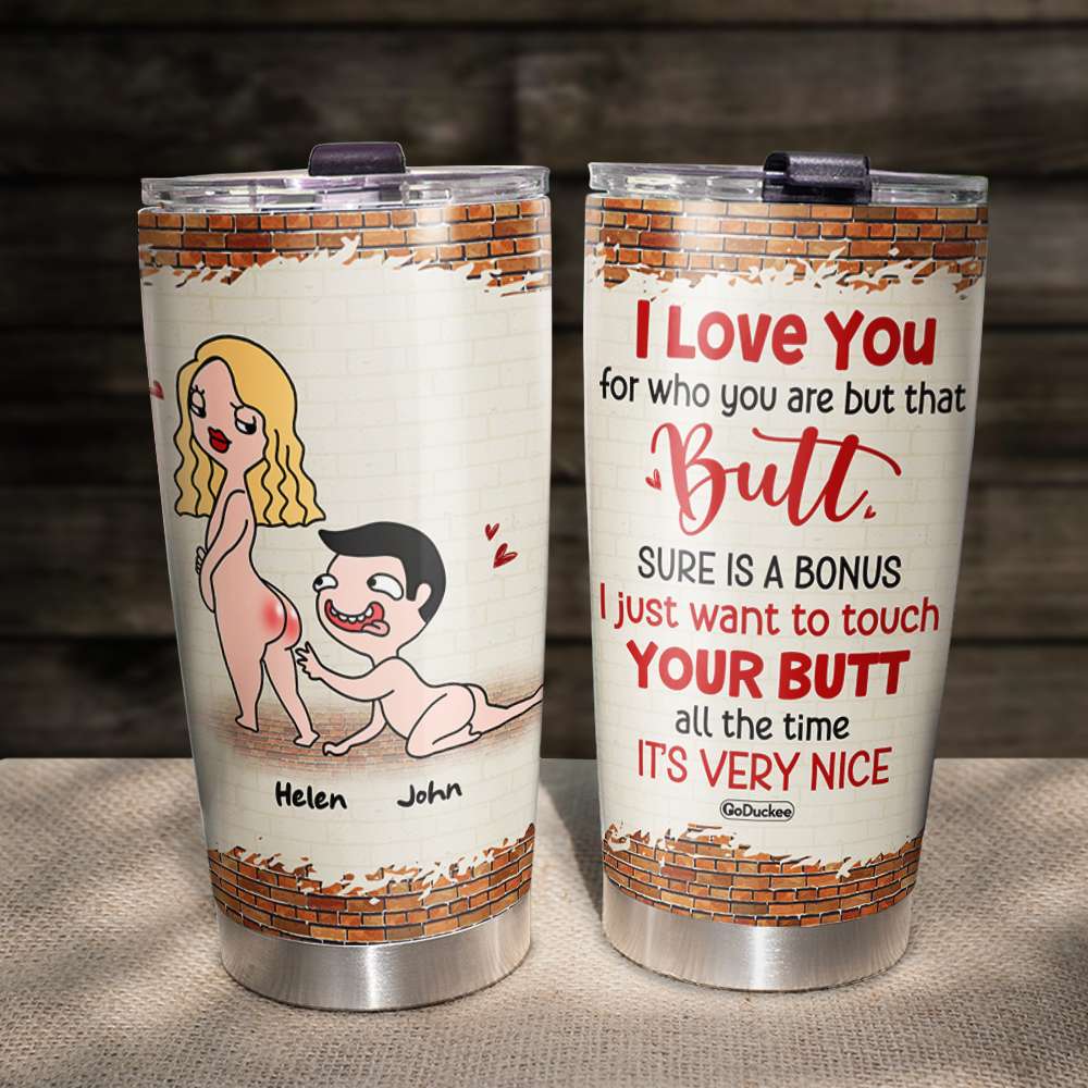 Personalized Funny Couple Tumbler - All My Naughty Thoughts Involve Me -  GoDuckee