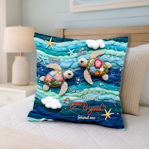 Ocean Turtle Couple Square Pillow - Personalized Gifts For Couple 01NALU200625 - Pillow - GoDuckee