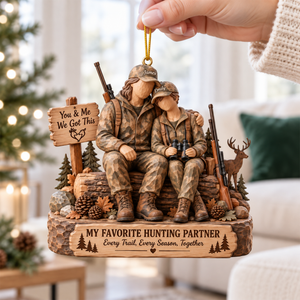 Hunting Partner Wood Effect Ornament - Personalized Gifts For Hunting Couple 02qhqn191026 - Ornament - GoDuckee