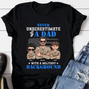 Never Underestimate A Dad, Personalized Veteran Shirt, Gift For Dad - Shirts - GoDuckee