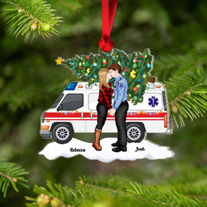 Gift For EMS Workers, Couple Gift, Personalized Acrylic Ornament, EMS Couple Ambulance Ornament. Christmas Gift - Ornament - GoDuckee