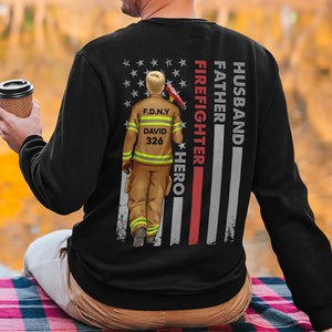 Husband Father Firefighter, Personalized Firefighter Dad Shirt, Father's Day Gift, Birthday Gift For Dad - Shirts - GoDuckee