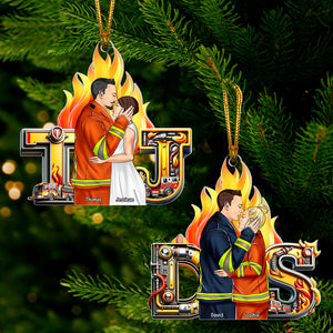 Personalized Gifts For Firefighter Couple Acrylic Ornament Alphabet Letter 06xqqn281024tm - Ornament - GoDuckee