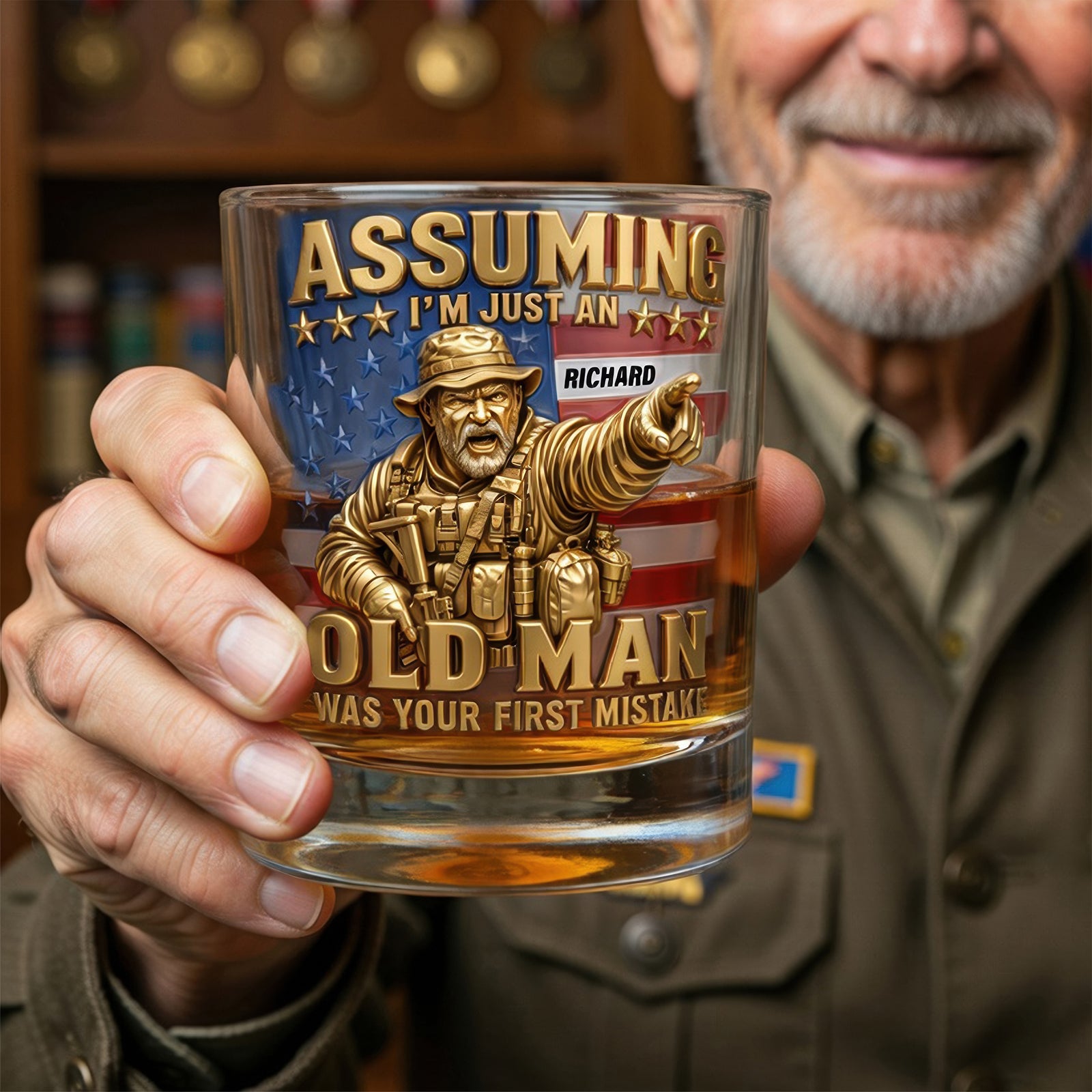 Funny Veteran Round Glass - Personalized Gifts For Veterans 01PAQN070726 - Glass - GoDuckee