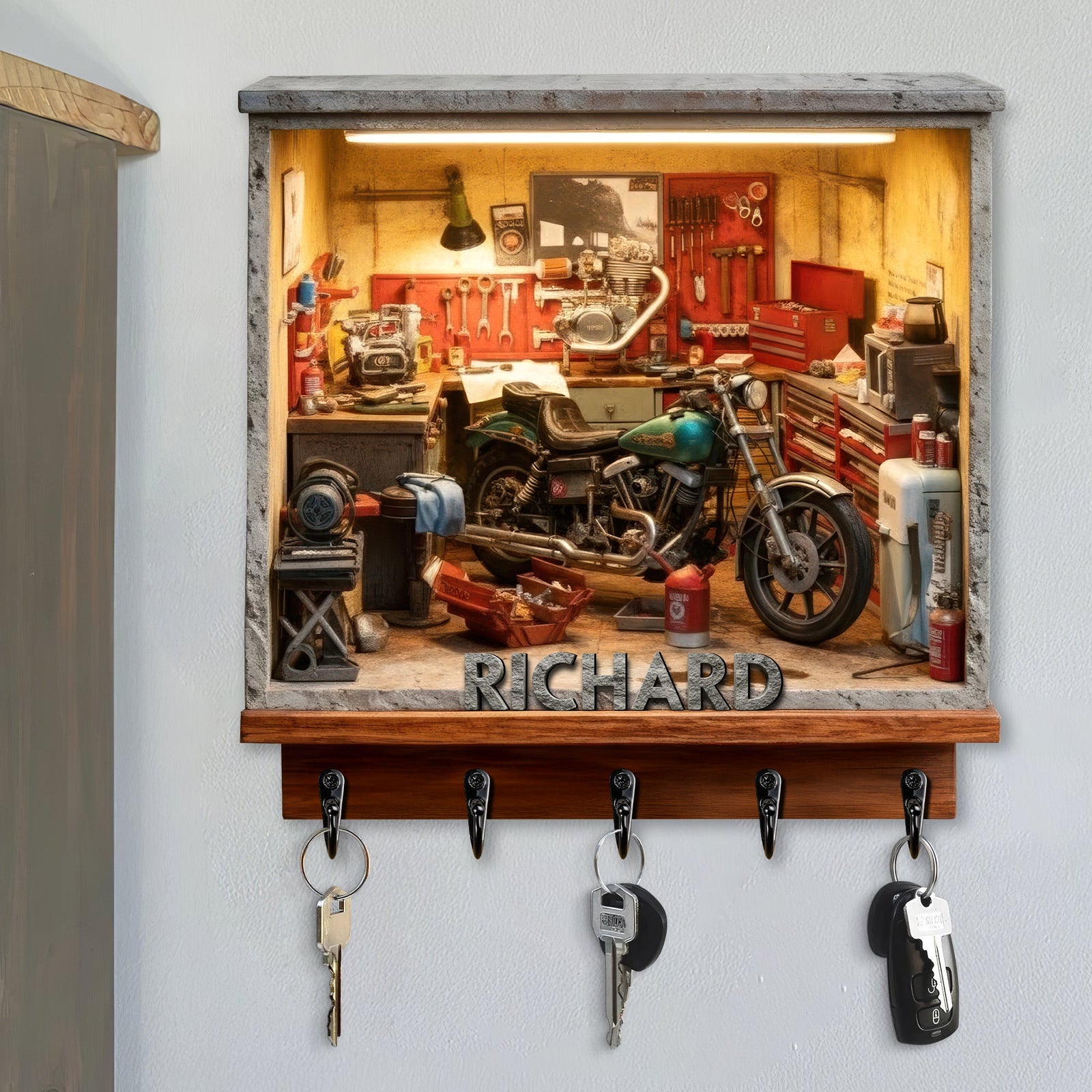 Garage Key Hanger - Personalized Gifts For Bikers 03toqn171225 - Wood Sign - GoDuckee
