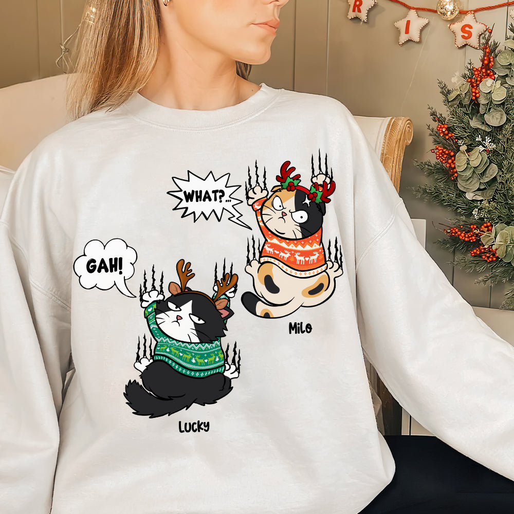 Grumpy Cat, Gift For Cat Lover, Personalized Shirt, Cat Scratching Shirt, Christmas Gift - Shirts - GoDuckee