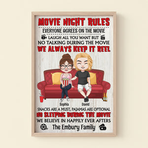 Movie Night Rules Personalized Canvas Print 02NATN080823HH - Poster & Canvas - GoDuckee