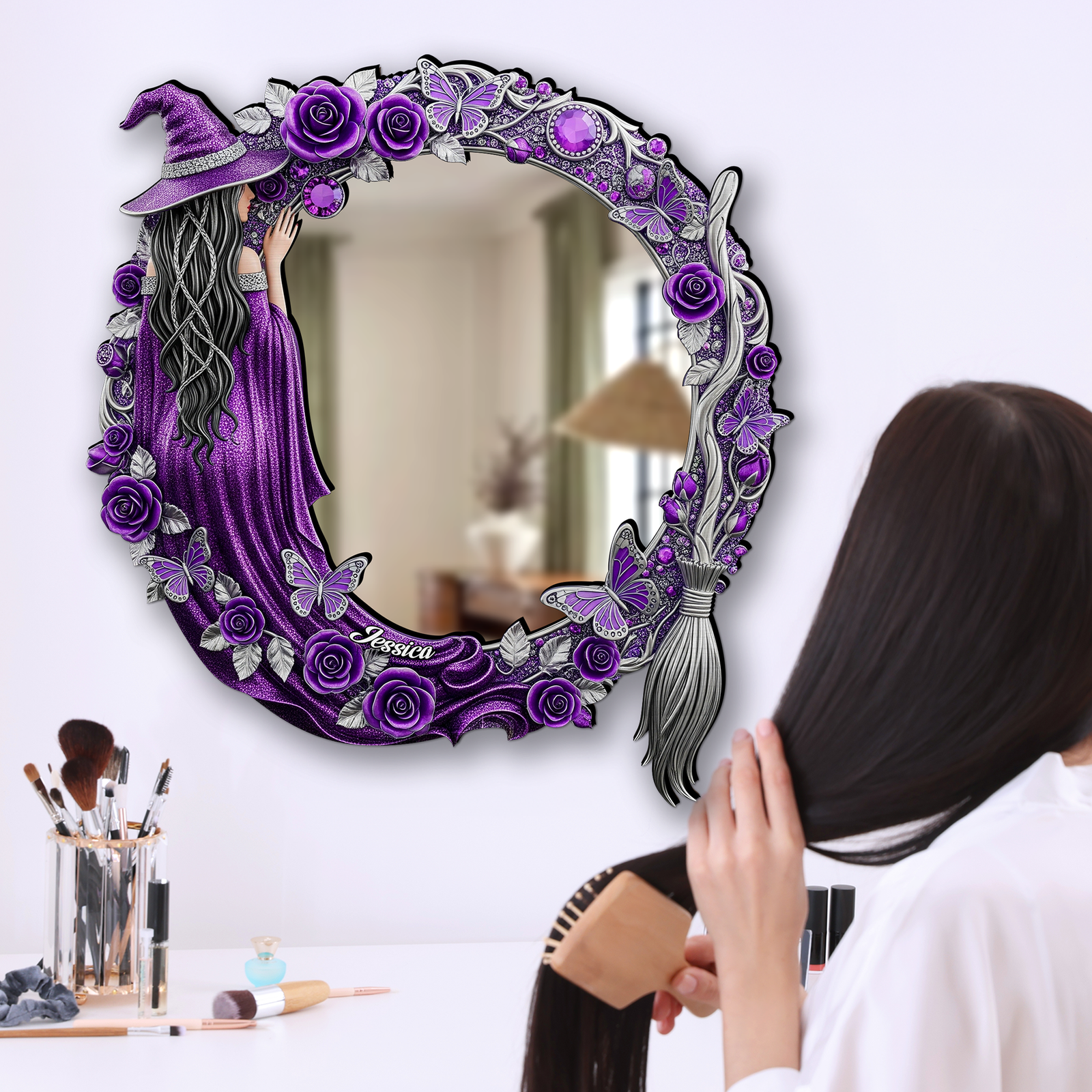 Quirky Witch Shaped Mirror - Personalized Gifts For Witch Lovers 07OHLU220725 - Mirror - GoDuckee