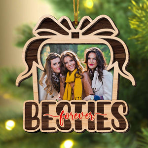 Besties Forever Personalized Wood Ornament - Upload Besties' Image - Ornament - GoDuckee