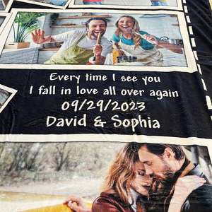 Every Time I see you, I Fall In Love All Over Again, Custom Photo Couple Blanket, Valentine Gifts, Couple Gifts - Blanket - GoDuckee