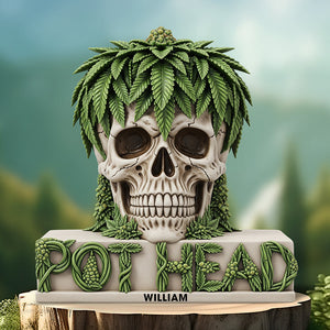 Pot Skull Head Acrylic Plaque Personalized Gifts For Smoker 05NAQN030625 - Shaped Plaques - GoDuckee