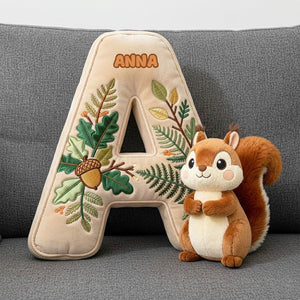 Squirrel Alphabet Initial Letter Custom Shaped Pillow - Personalized Gifts For Kids 02pgtn101225 - Pillow - GoDuckee