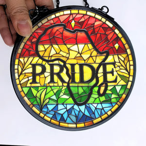 Black Roots Pride Round Stained Glass Suncatcher Ornament 02qhtn030125 Black History Month Decor - Ornament - GoDuckee