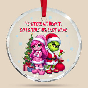 Personalized Gift for Couple, Cartoon Couple Christmas Crystal Glass Ornament 02TOMH190924 - Ornament - GoDuckee