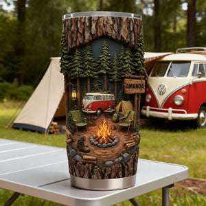 Campfire Adventure 20oz Tumbler - Personalized Gift For Camping Lovers 05KILU301225 - Tumbler Cup - GoDuckee
