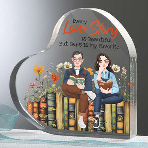 Personalized Gifts For Couple Heart Shaped Acrylic Plaque, Love Story Is Beautiful But Ours Is My Favorite 05TGMH051224PA - Shaped Plaques - GoDuckee