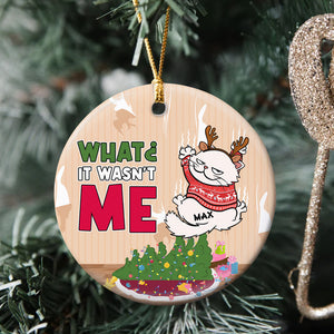 It Wasn't Me-Personalized Ceramic Circle Ornament-Gift For Cat Lover- Christmas Gift- Cat Lover Ornament - Ornament - GoDuckee