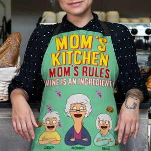 Personalized Gifts For Mom Aprons Mom's Rules 01XQLU030325HG - Aprons - GoDuckee